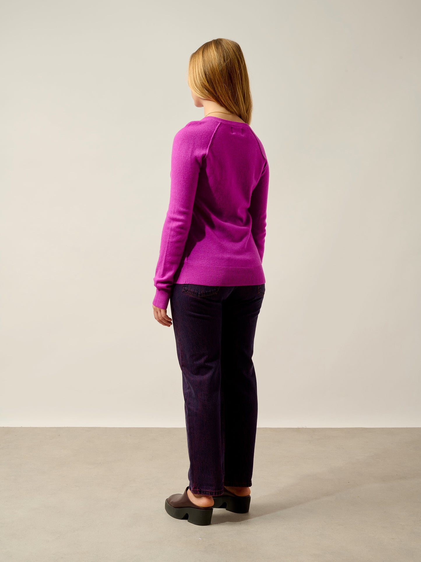 ETRET fluorescent purple round-neck sweater 100% cashmere