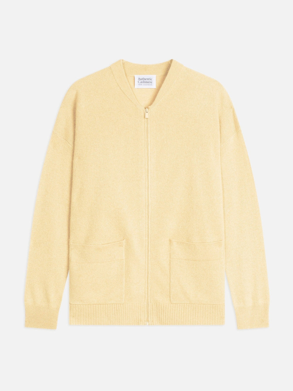 evriel gilet zippé col mao limonade 100% cachemire