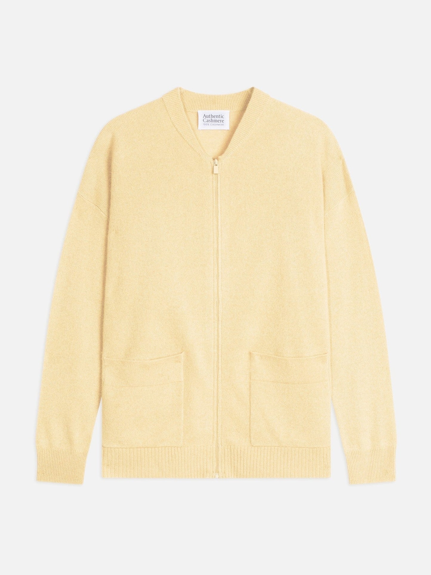 evriel gilet zippé col mao limonade 100% cachemire