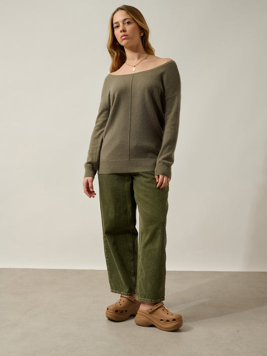 FARAUT pull col rond army 100% cachemire