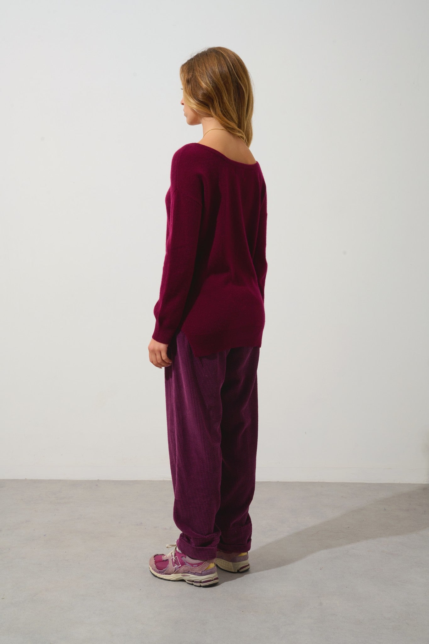 faraut pull col rond bordeaux 100% cachemire