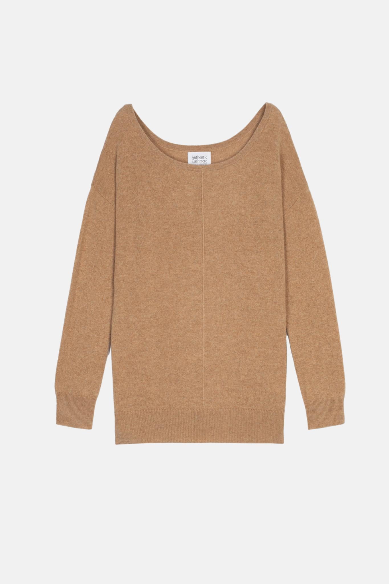 FARAUT Pullover mit Rundhalsausschnitt camel meliert 100% Kaschmir