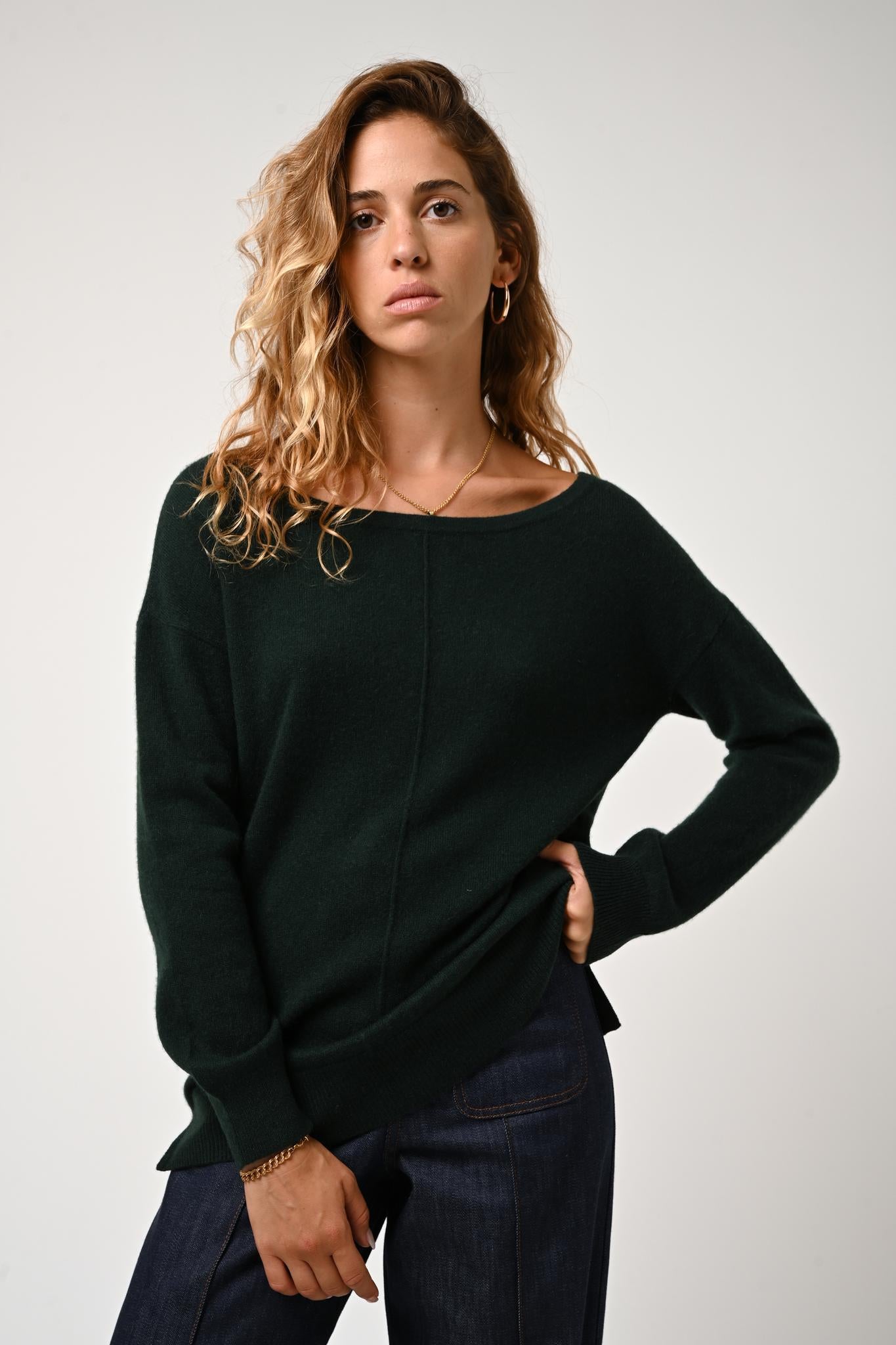 FARAUT round-neck sweater cypress 100% cashmere