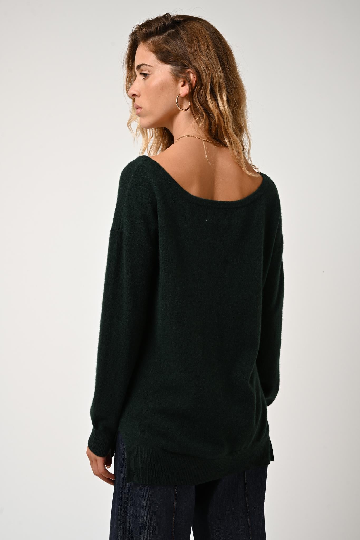 FARAUT round-neck sweater cypress 100% cashmere