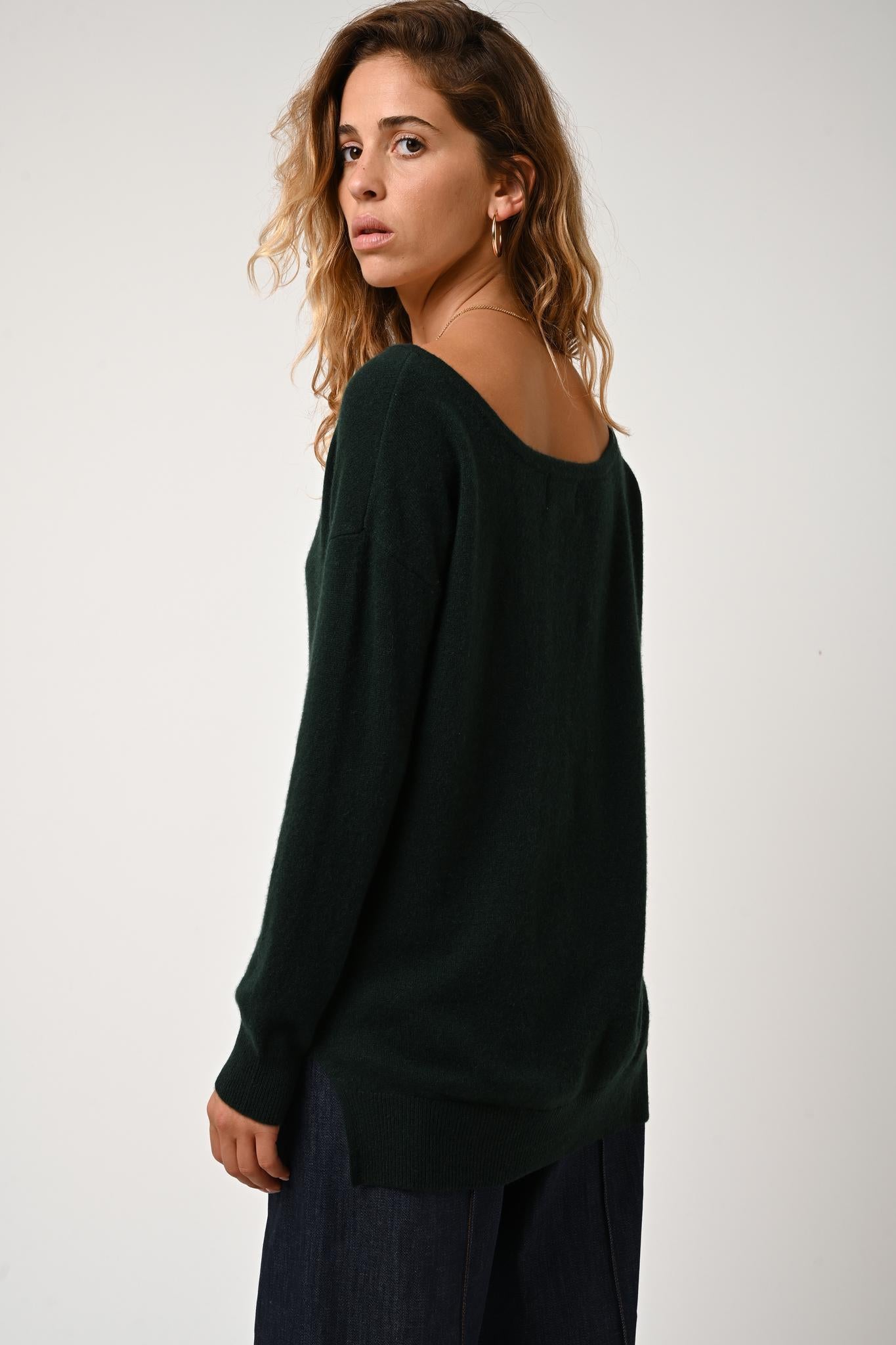 FARAUT round-neck sweater cypress 100% cashmere