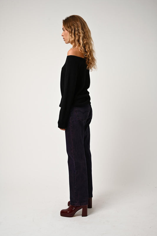 FARAUT black round-neck sweater 100% cashmere