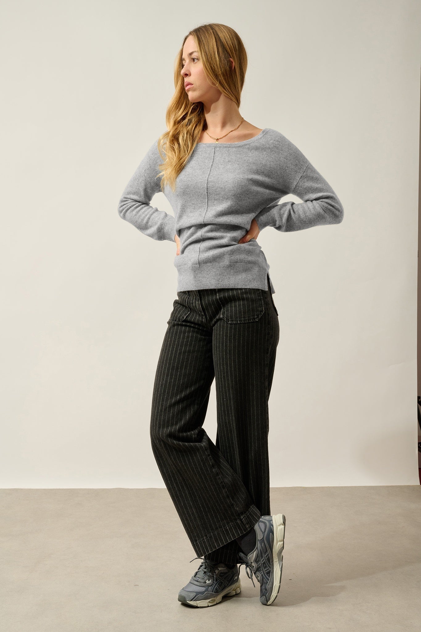 FARAUT pull col rond nuage chiné 100% cachemire