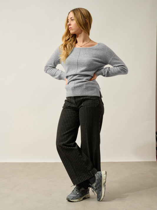 FARAUT pull col rond nuage chiné 100% cachemire