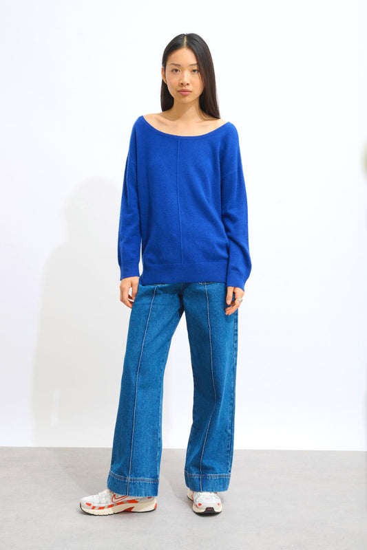 FARAUT ultramarine round-neck sweater 100% cashmere