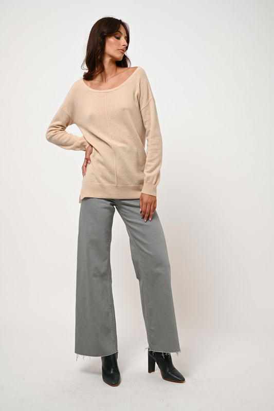 FARAUT round-neck sweater sand 100% cashmere