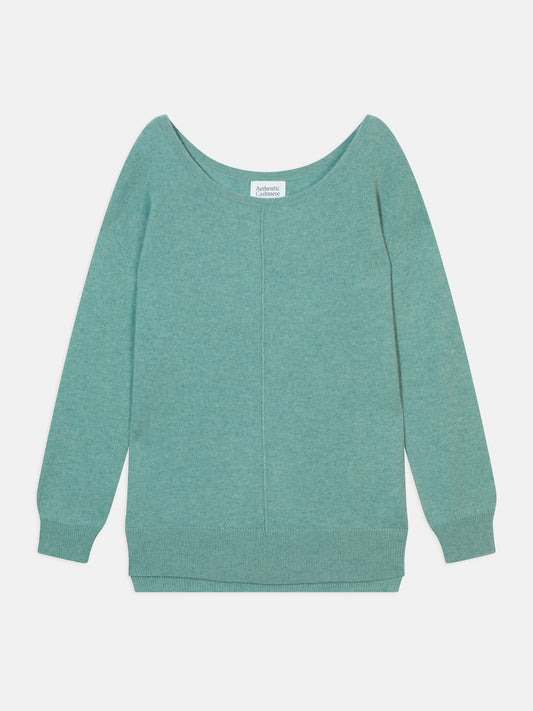 FARAUT Pullover mit Rundhalsausschnitt grün meliert 100% Kaschmir