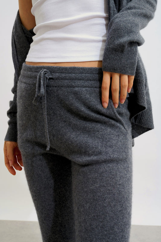 FERRAND jogging anthracite chiné 100% cachemire