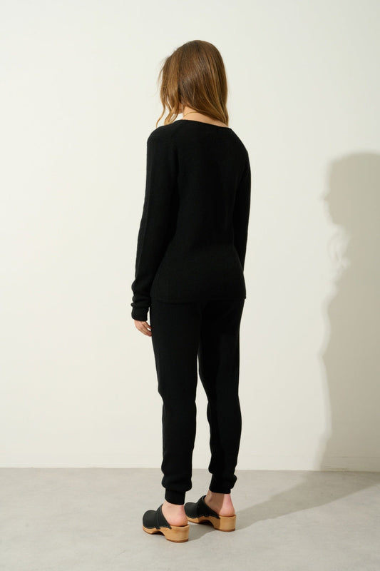 FERRAND jogging noir 100% cachemire