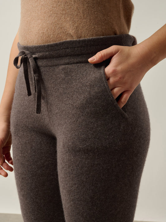 FERRAND jogging taupe chiné 100% cachemire