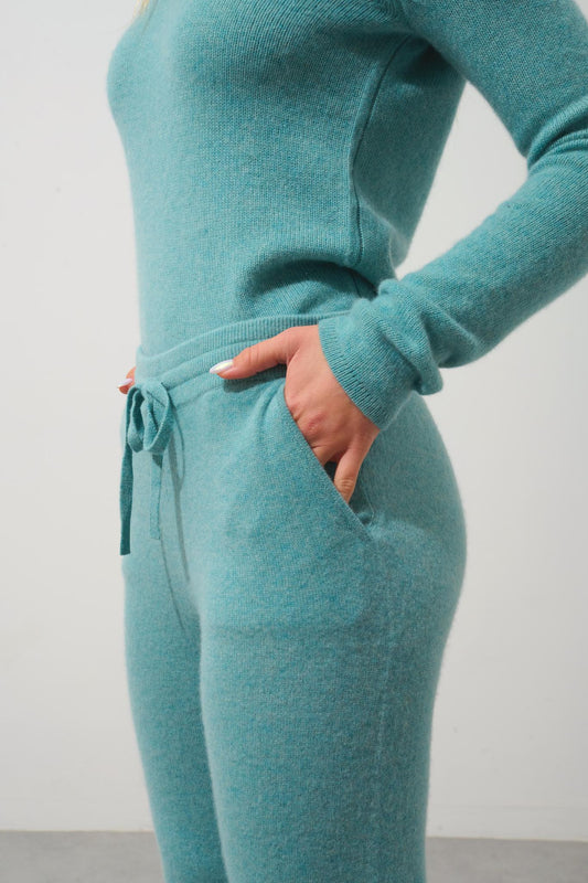 FERRAND mottled green jogging suit 100% cashmere