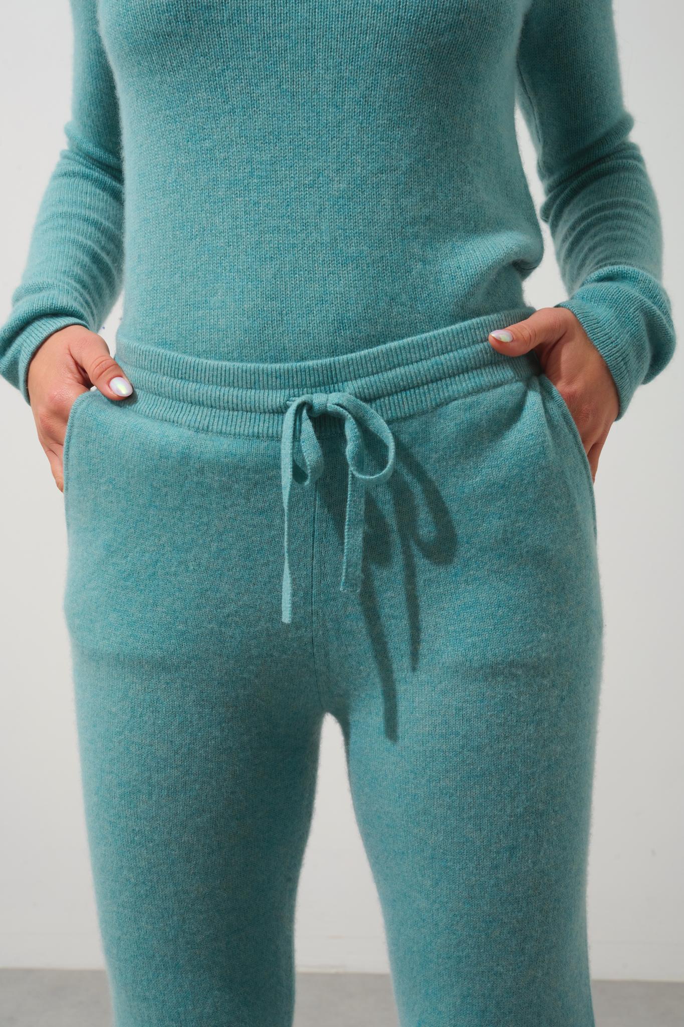 FERRAND jogging vert chiné 100% cachemire