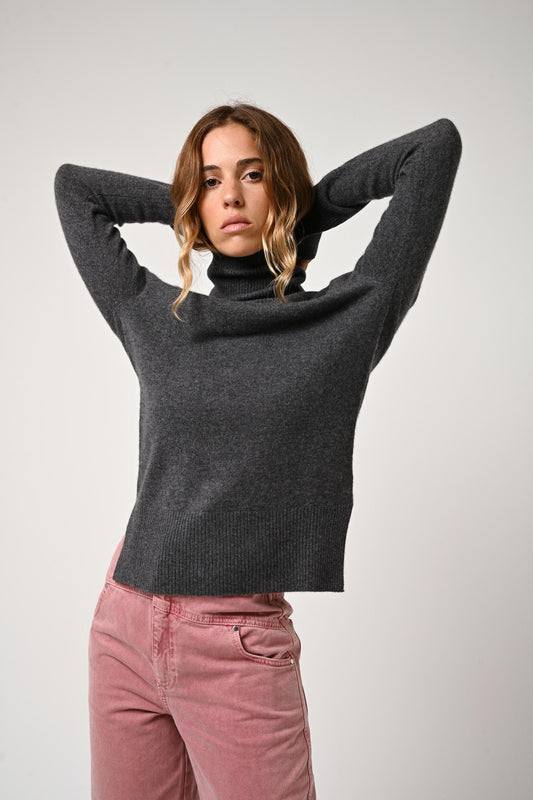 FORNET turtleneck sweater anthracite mottled 100% cashmere