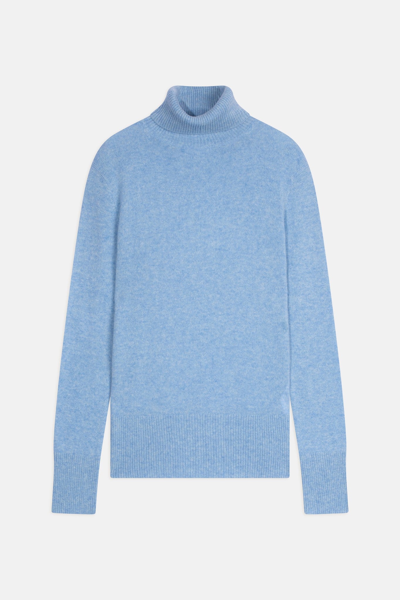 fornet pull col roulé baby blue chiné 100% cachemire