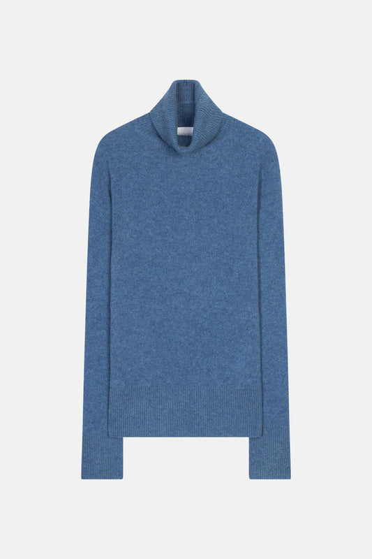 FORNET denim blue turtleneck sweater 100% cashmere