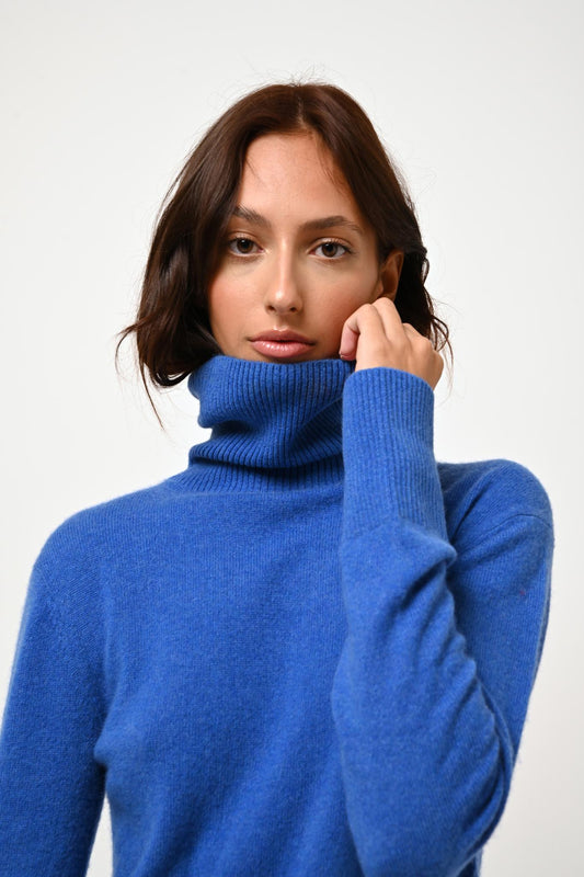 FORNET electric blue turtleneck sweater 100% cashmere