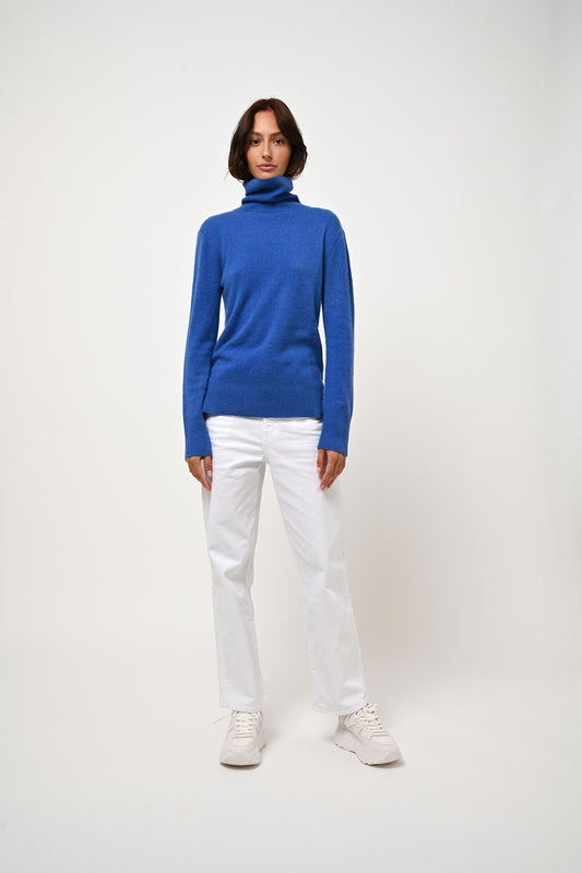 FORNET electric blue turtleneck sweater 100% cashmere
