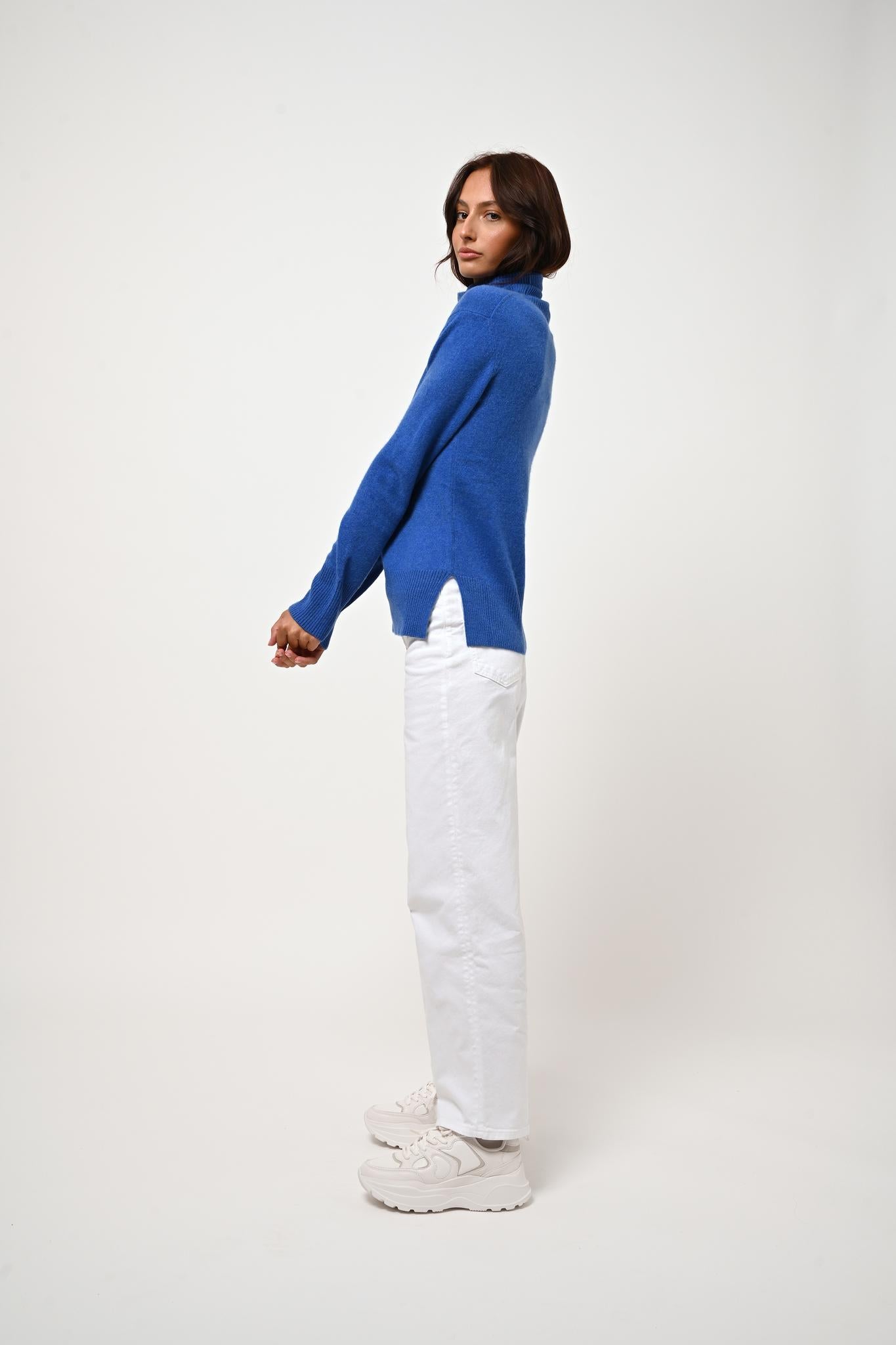 FORNET Rollkragenpullover elektrisch blau 100% Kaschmir