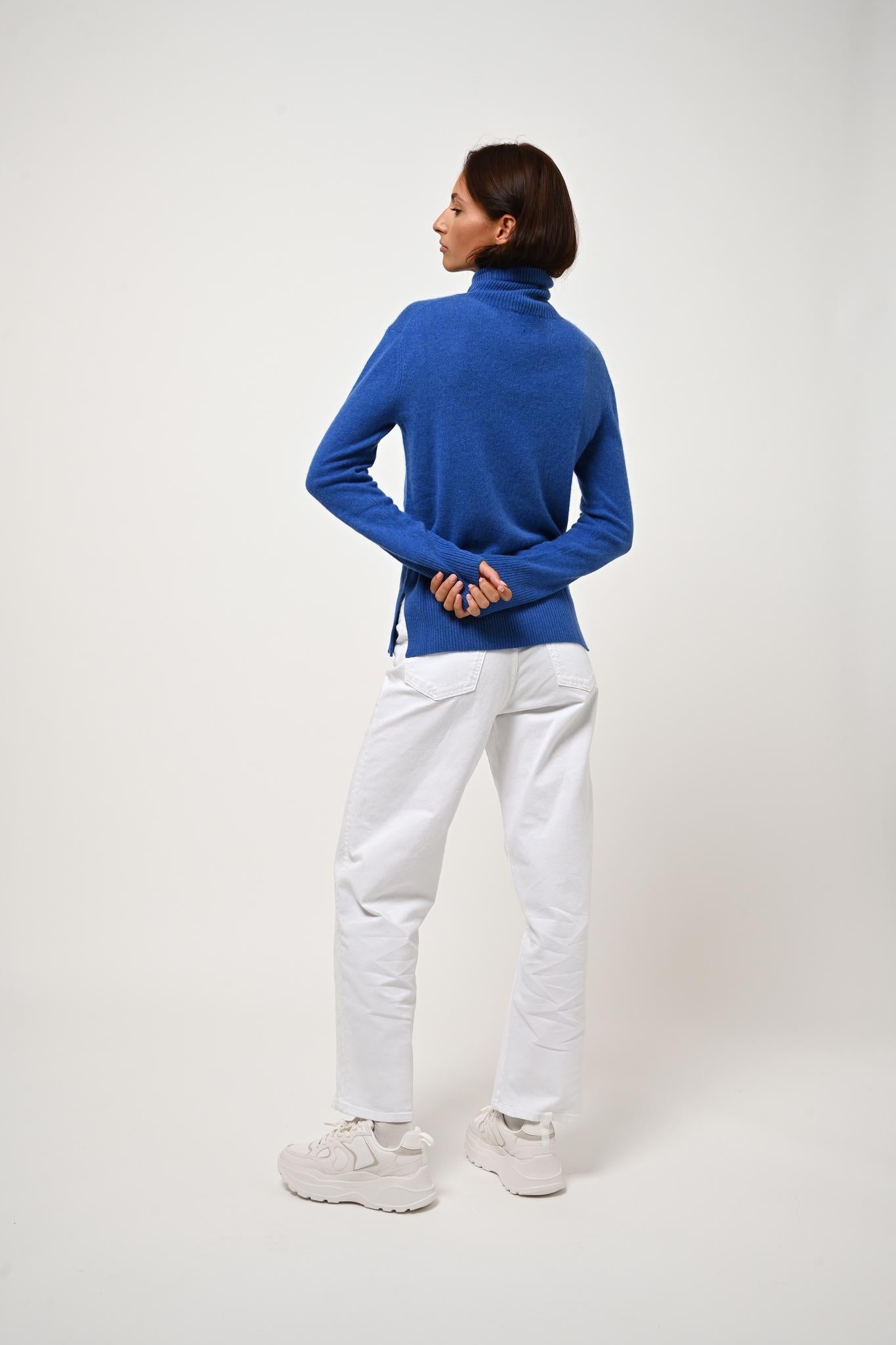 FORNET Rollkragenpullover elektrisch blau 100% Kaschmir