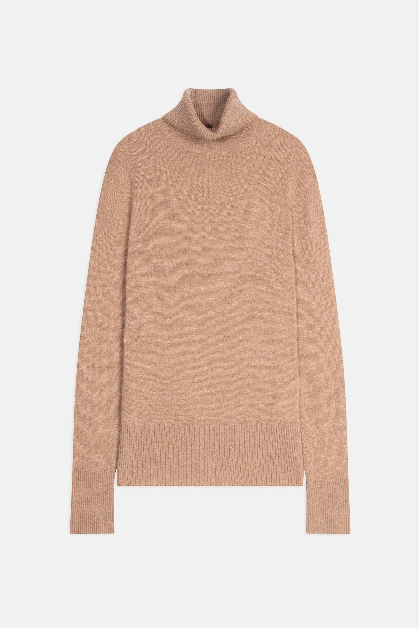 fornet pull col roulé camel chiné 100% cachemire