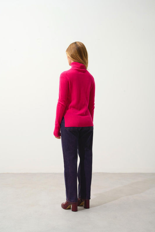 FORNET turtleneck sweater fuchsia 100% cashmere