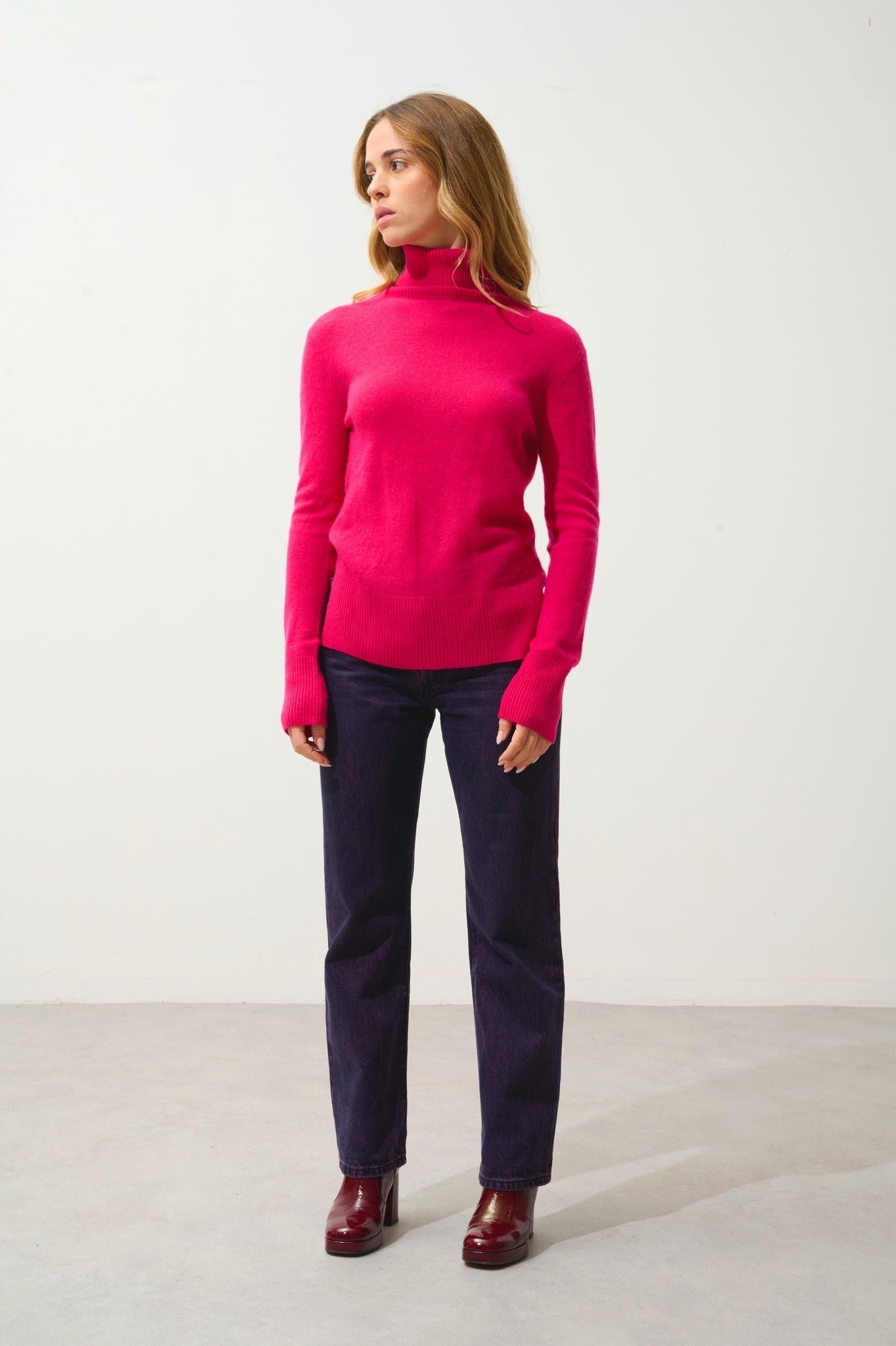 FORNET Rollkragenpullover fuchsia 100% Kaschmir