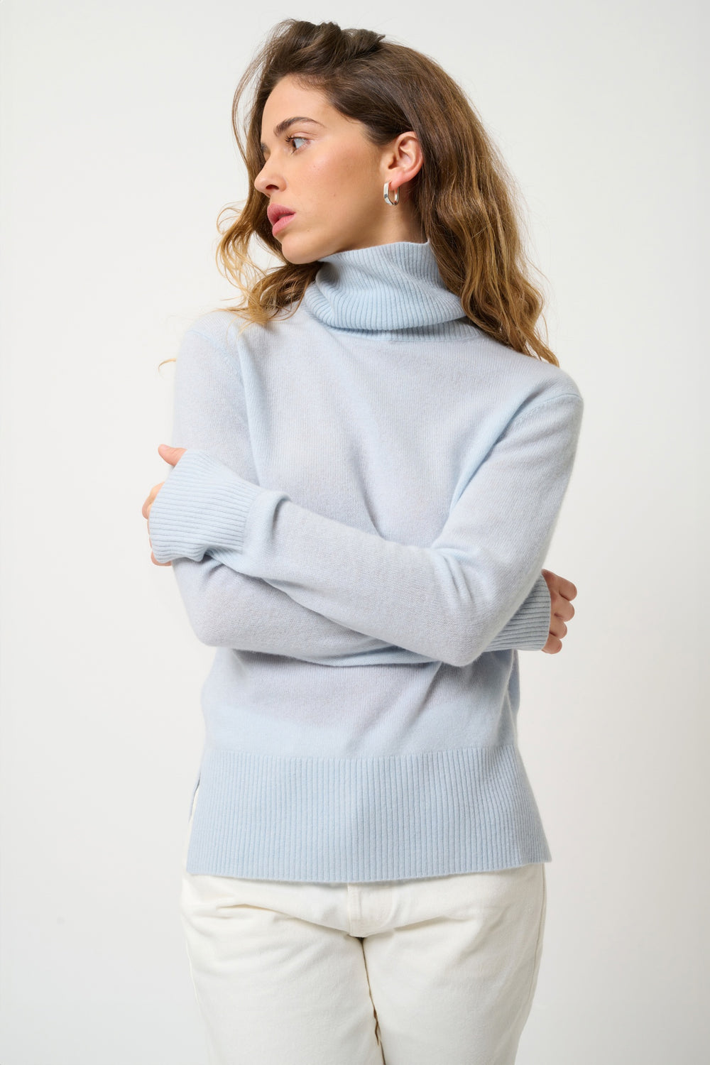 FORNET pull col roulé givre 100% cachemire