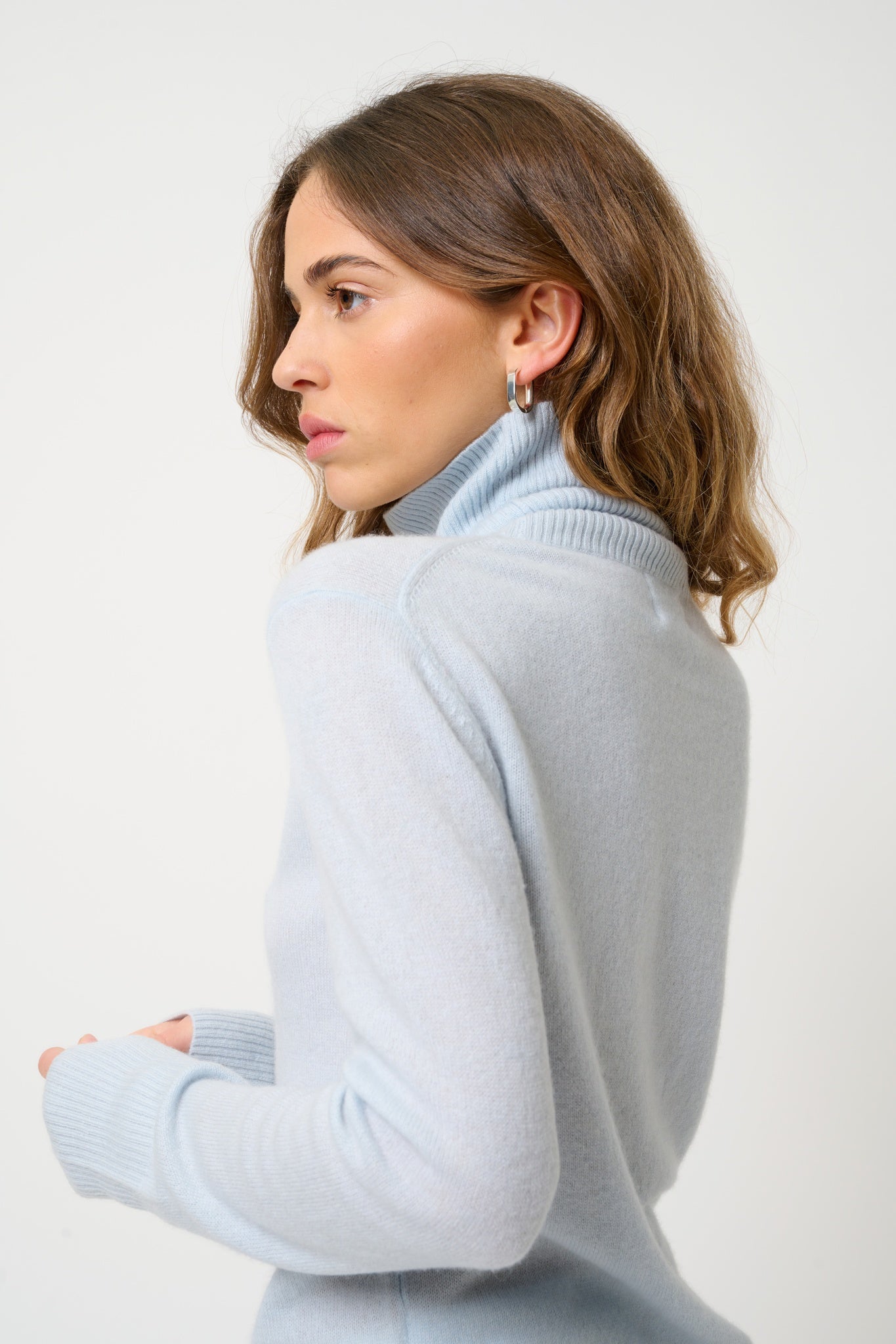 FORNET pull col roulé givre 100% cachemire