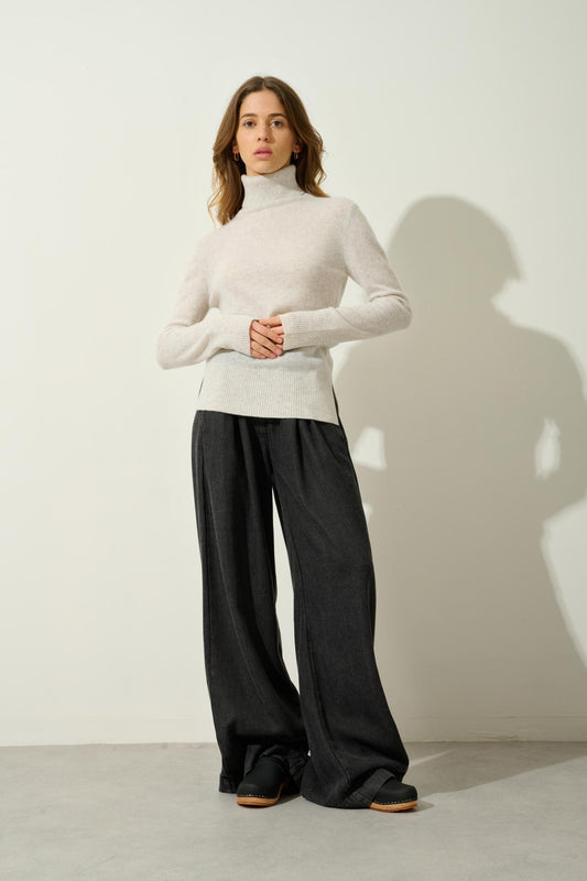 FORNET pearl grey turtleneck sweater 100% cashmere