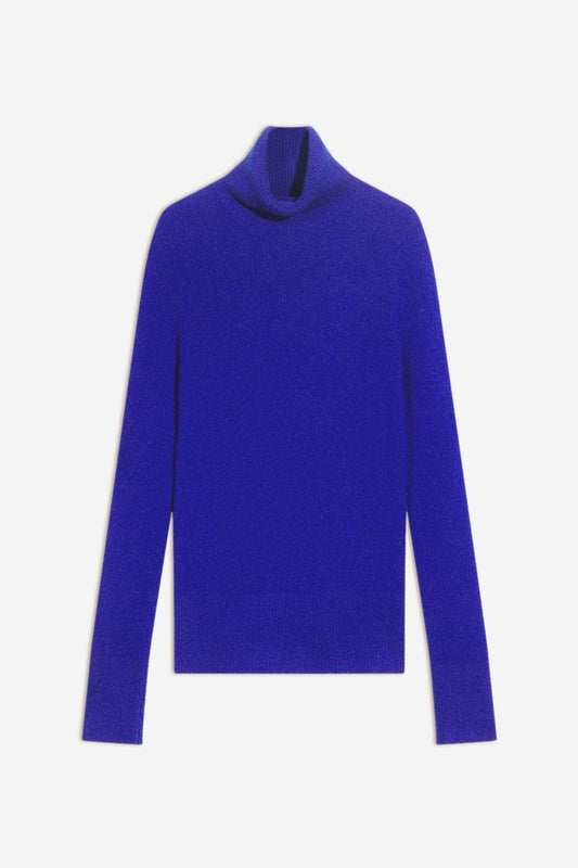 fornet pull col roulé indigo 100% cachemire
