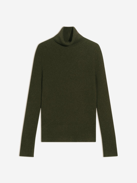 FORNET pull col roulé kaki 100% cachemire