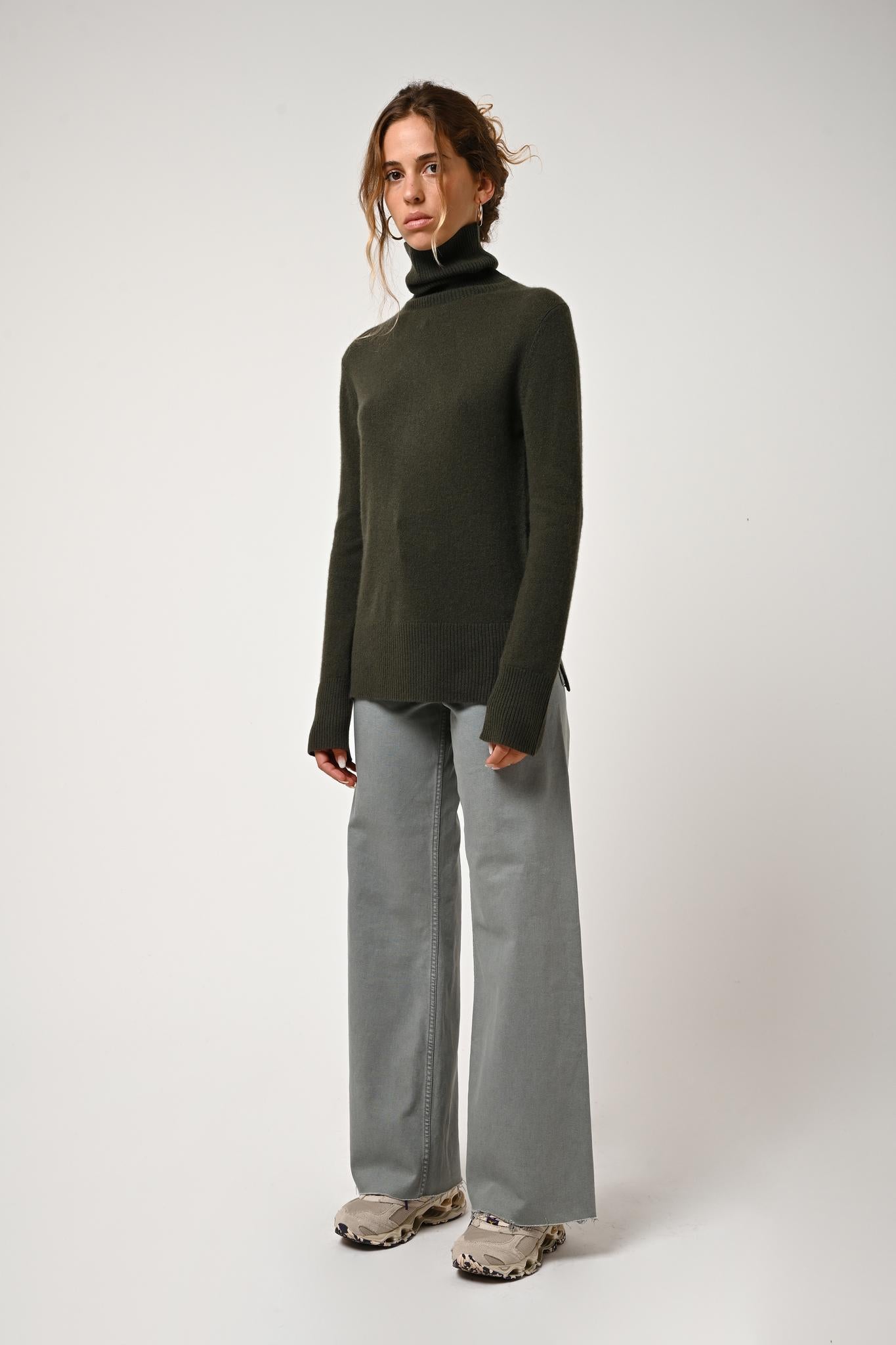 FORNET Rollkragenpullover khaki 100% Kaschmir