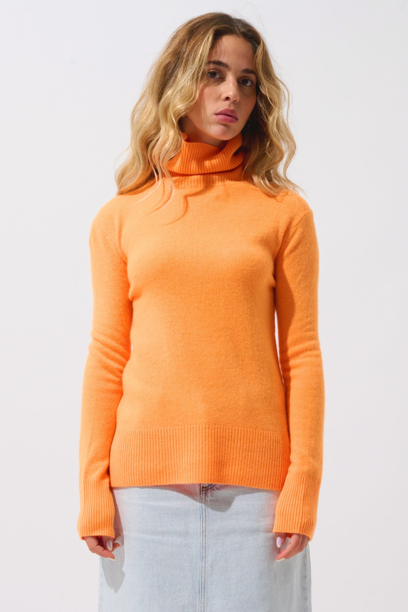 FORNET Rollkragenpullover mandarine fluo 100% Kaschmir