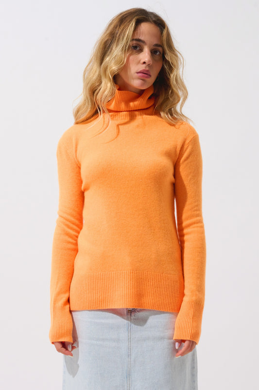 FORNET tangerine turtleneck sweater 100% cashmere