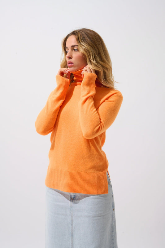 FORNET Rollkragenpullover mandarine fluo 100% Kaschmir