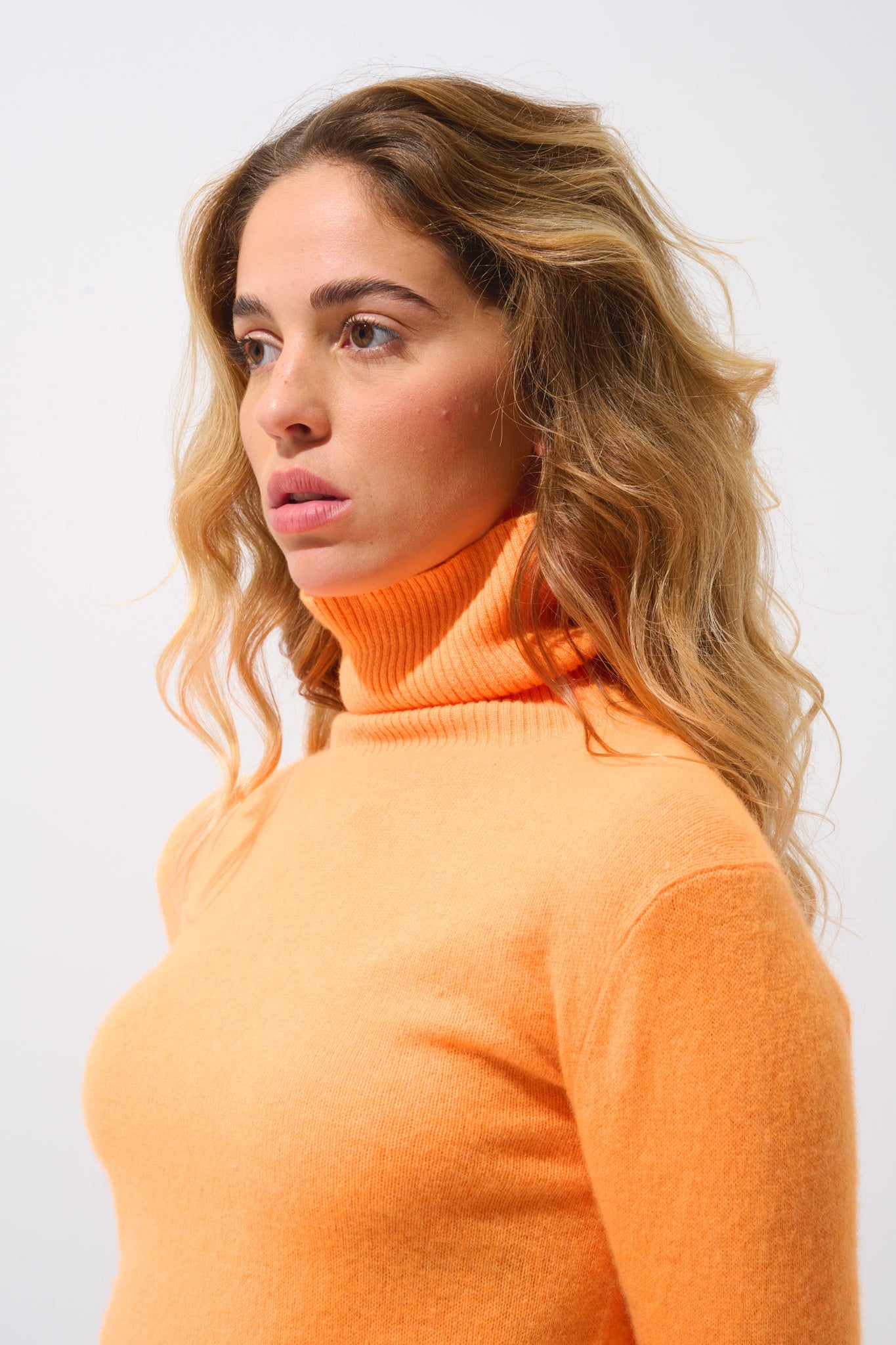 FORNET Rollkragenpullover mandarine fluo 100% Kaschmir