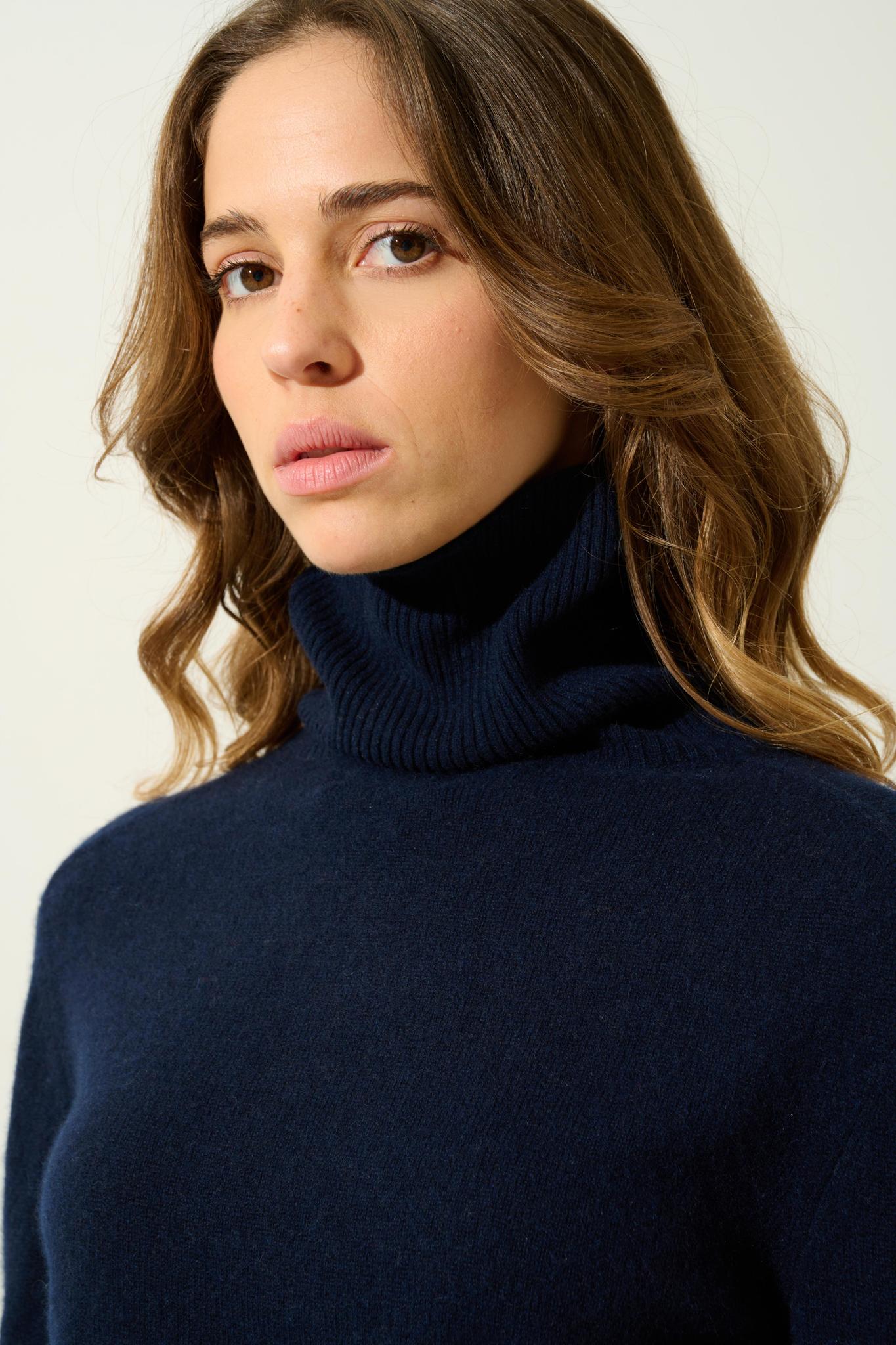 FORNET navy turtleneck sweater 100% cashmere
