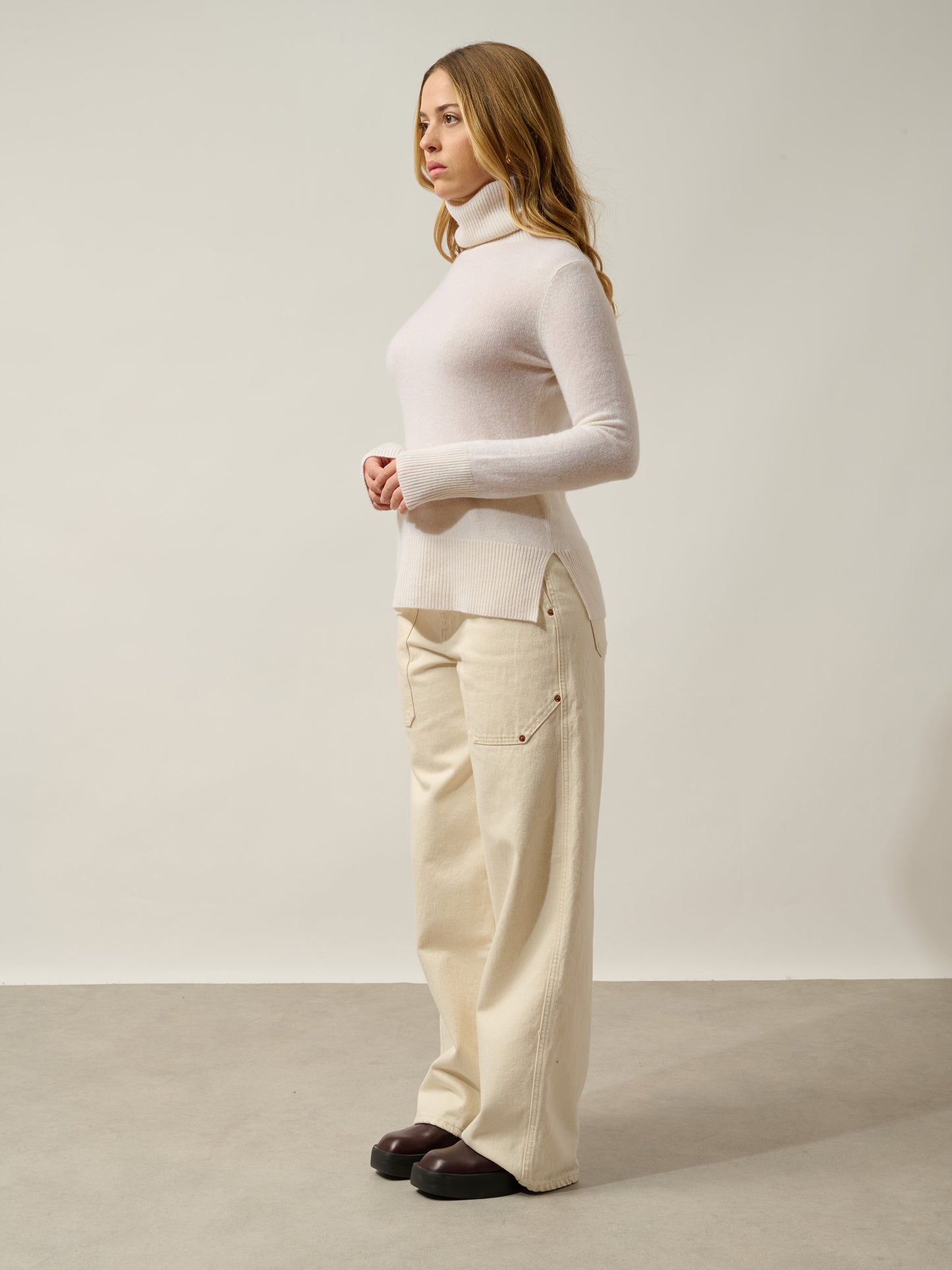 FORNET Rollkragenpullover Schnee 100% Kaschmir