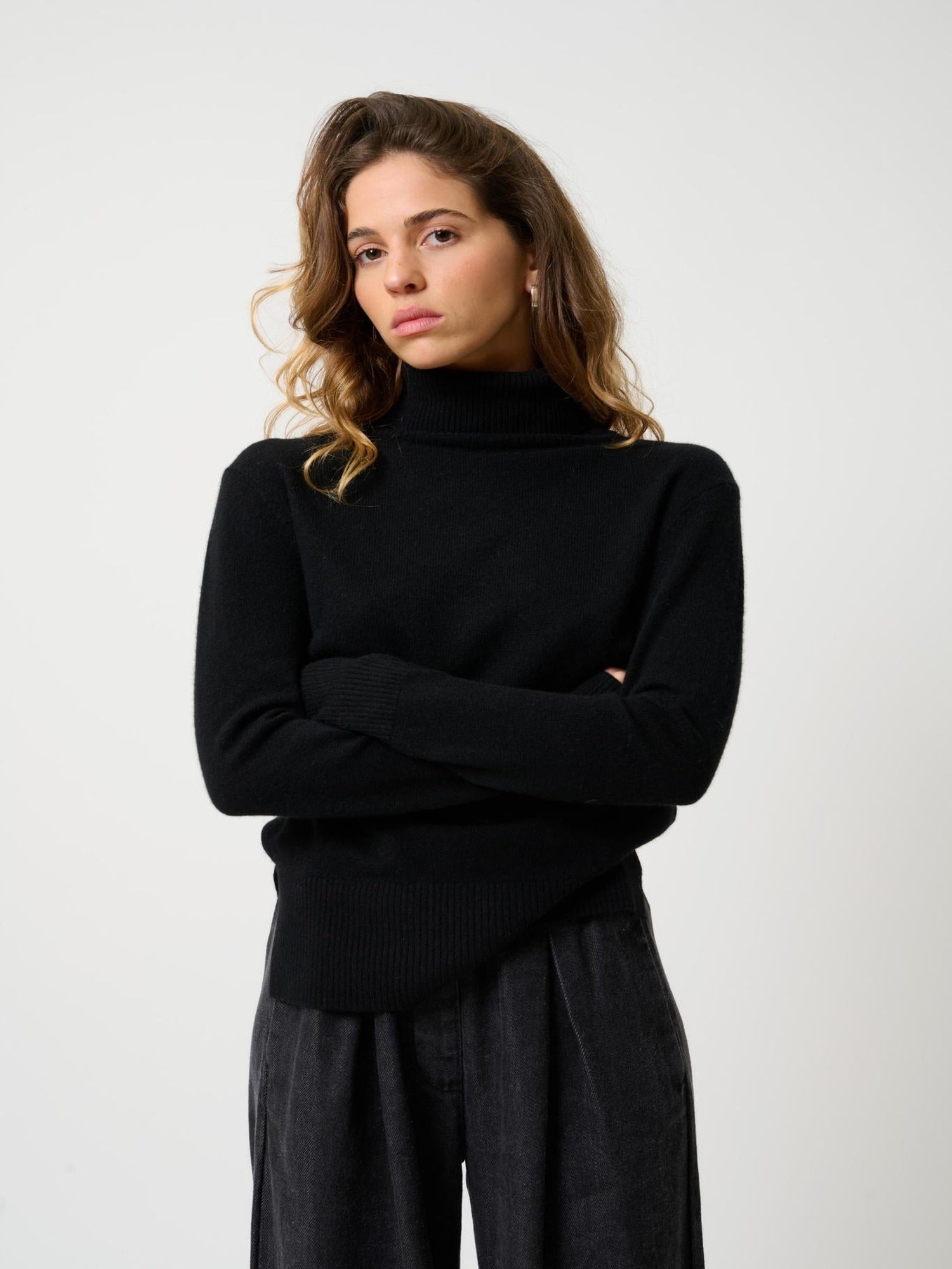 FORNET black turtleneck sweater 100% cashmere Authentic Cashmere