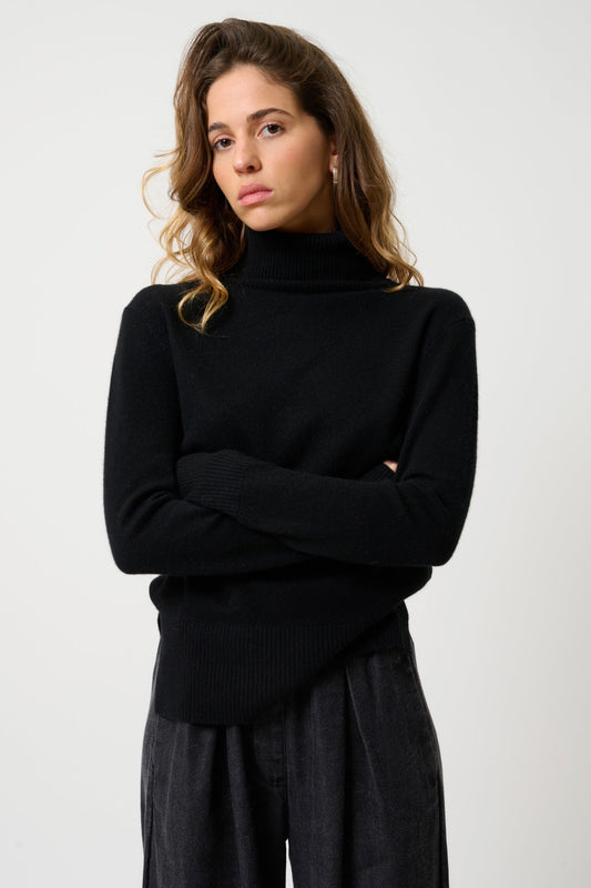 FORNET Rollkragenpullover schwarz 100% Kaschmir