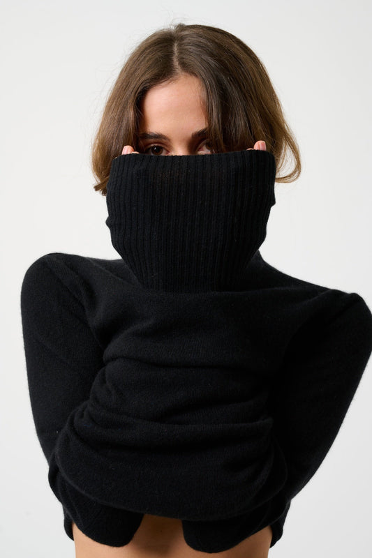 FORNET Rollkragenpullover schwarz 100% Kaschmir