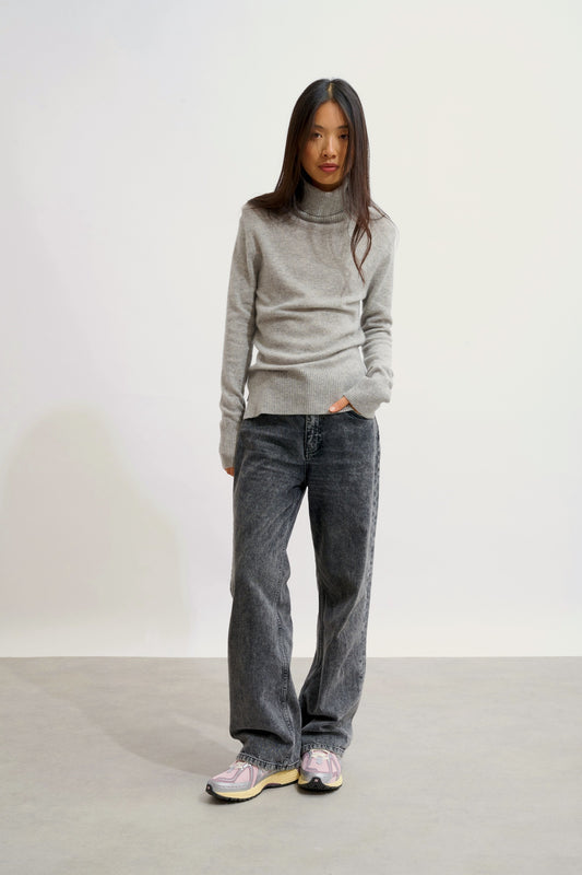 FORNET Wolkenfarbener Rollkragenpullover, 100% Kaschmir