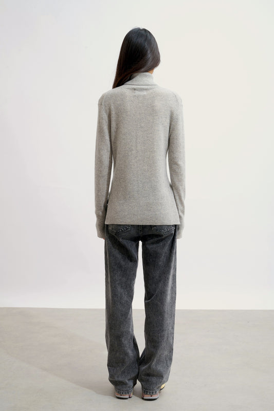 FORNET Wolkenfarbener Rollkragenpullover, 100% Kaschmir