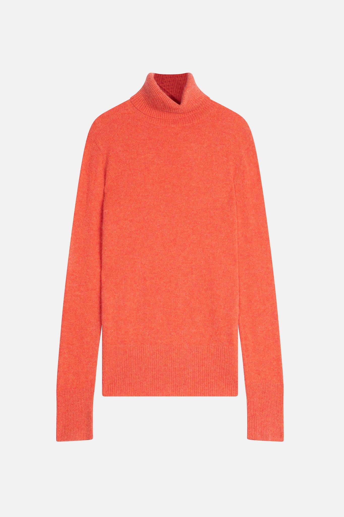 FORNET pull col roulé orange chiné 100% cachemire