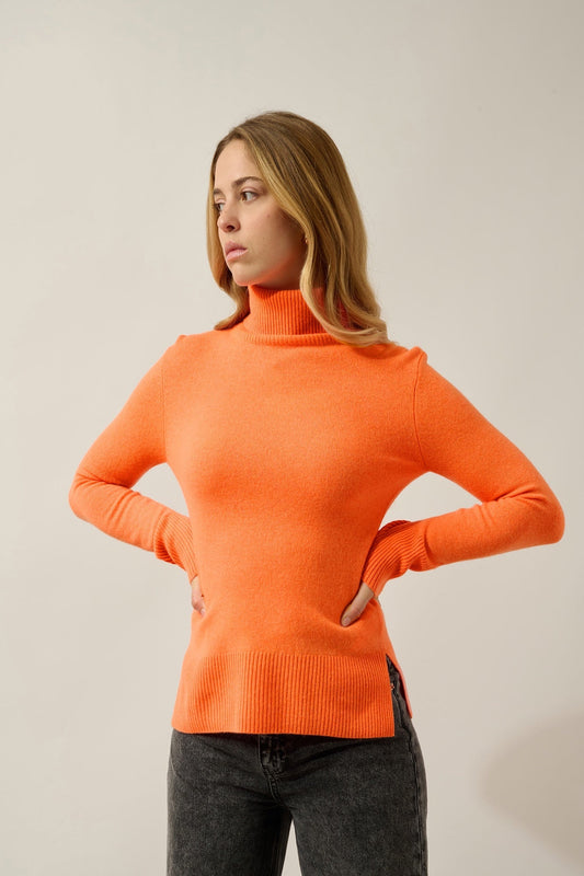 FORNET Rollkragenpullover fluo orange 100% Kaschmir