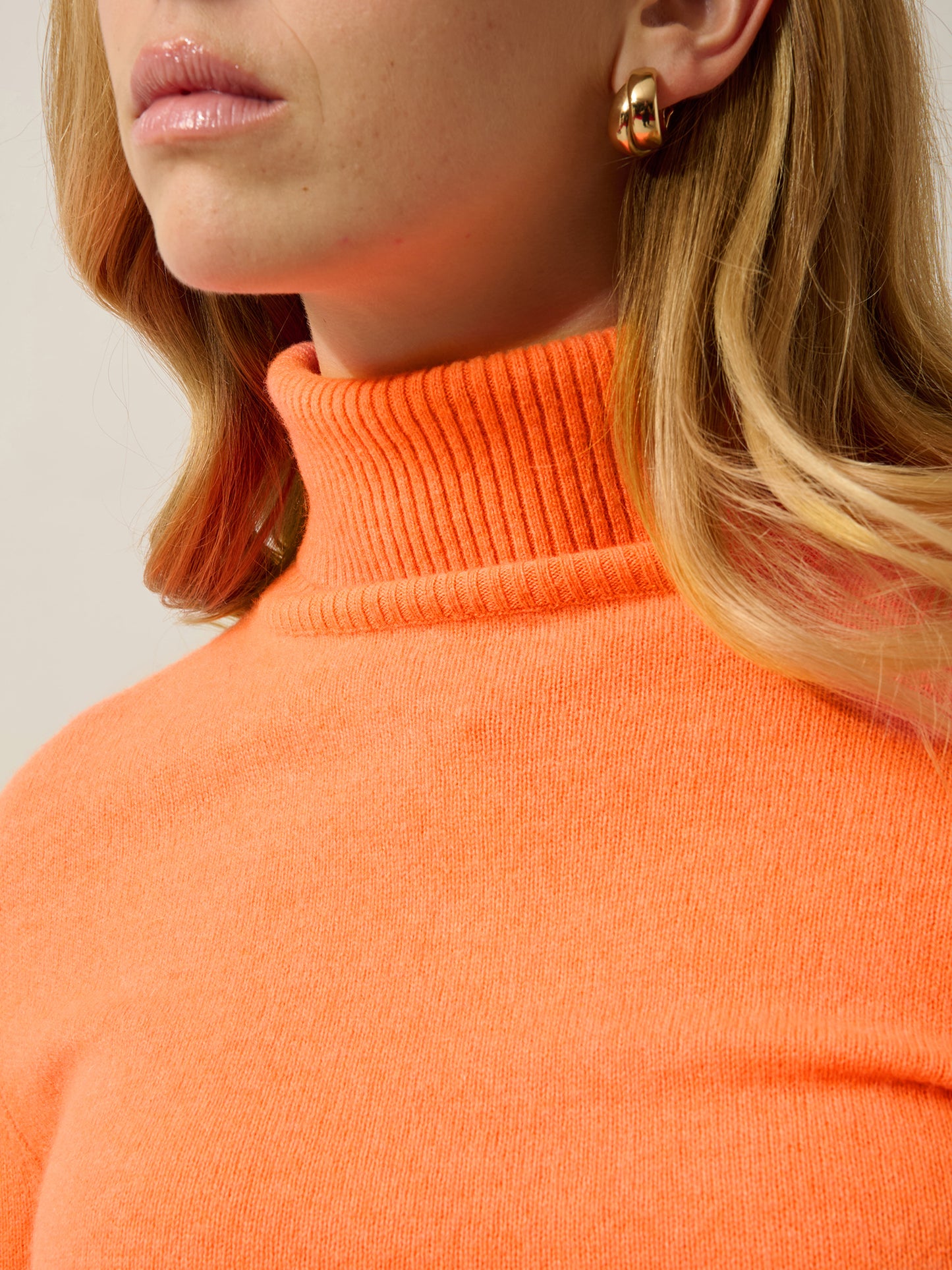 FORNET fluorescent orange turtleneck sweater 100% cashmere